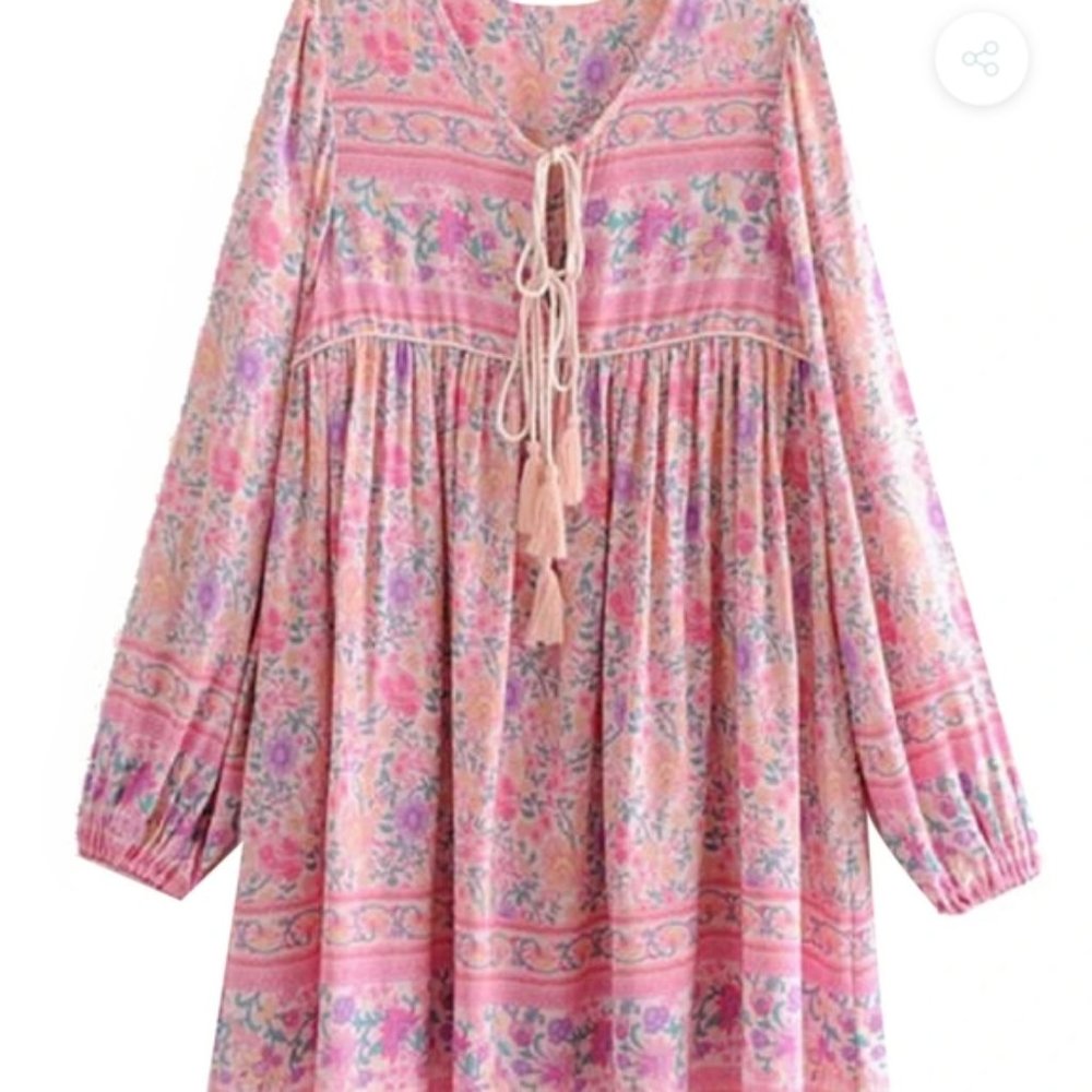 Goodnight Macaroon Sherry Print Tassel Dress - Picture 6 of 6